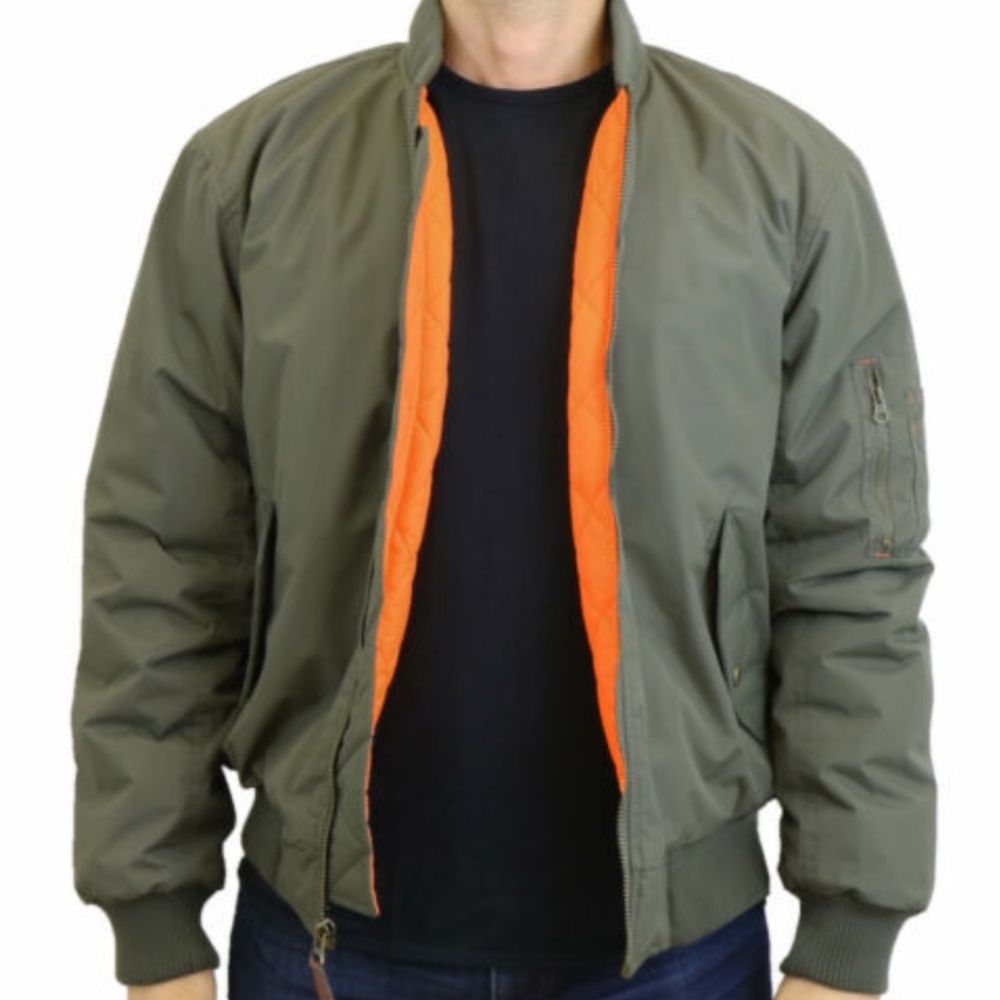 Spire by Galaxy Men's Flight Aviator Jacket Olive
